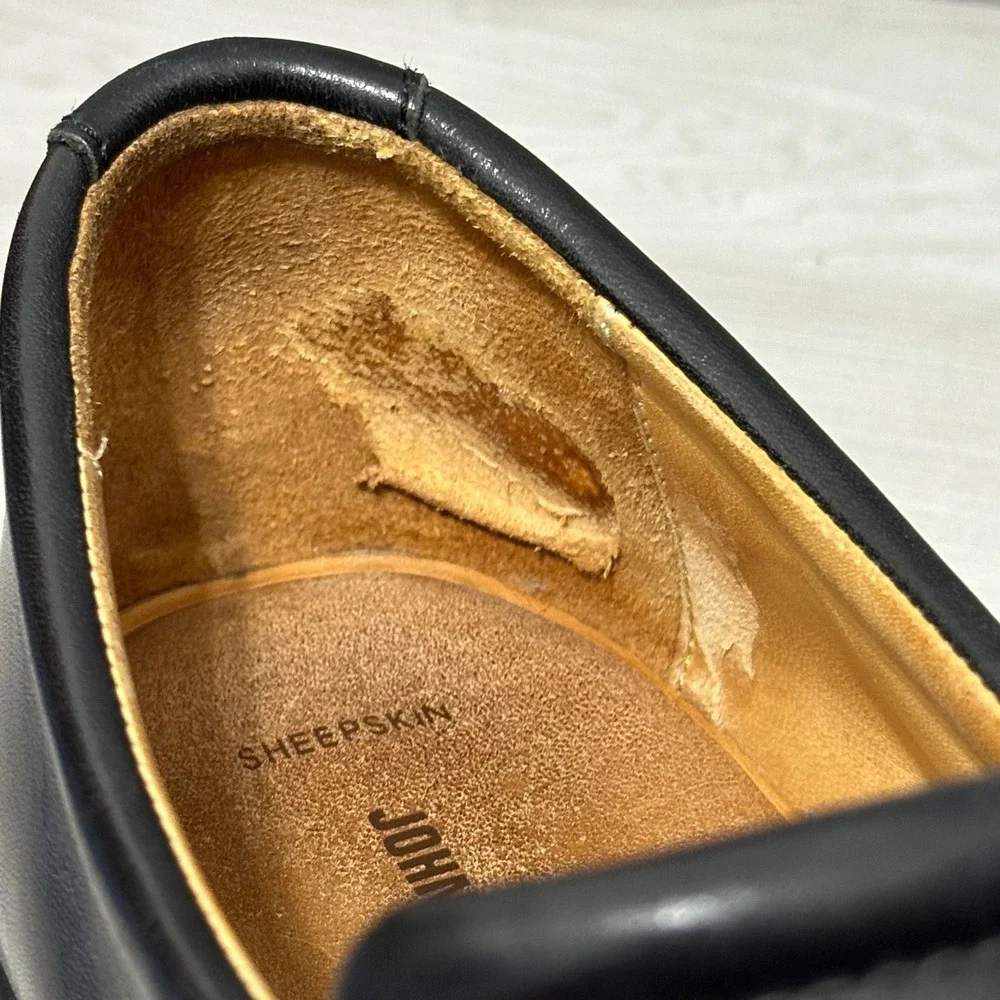 Johnston & Murphy Sheepskin Slip On Dress‎ Shoes Mens Size 13 Black Leather